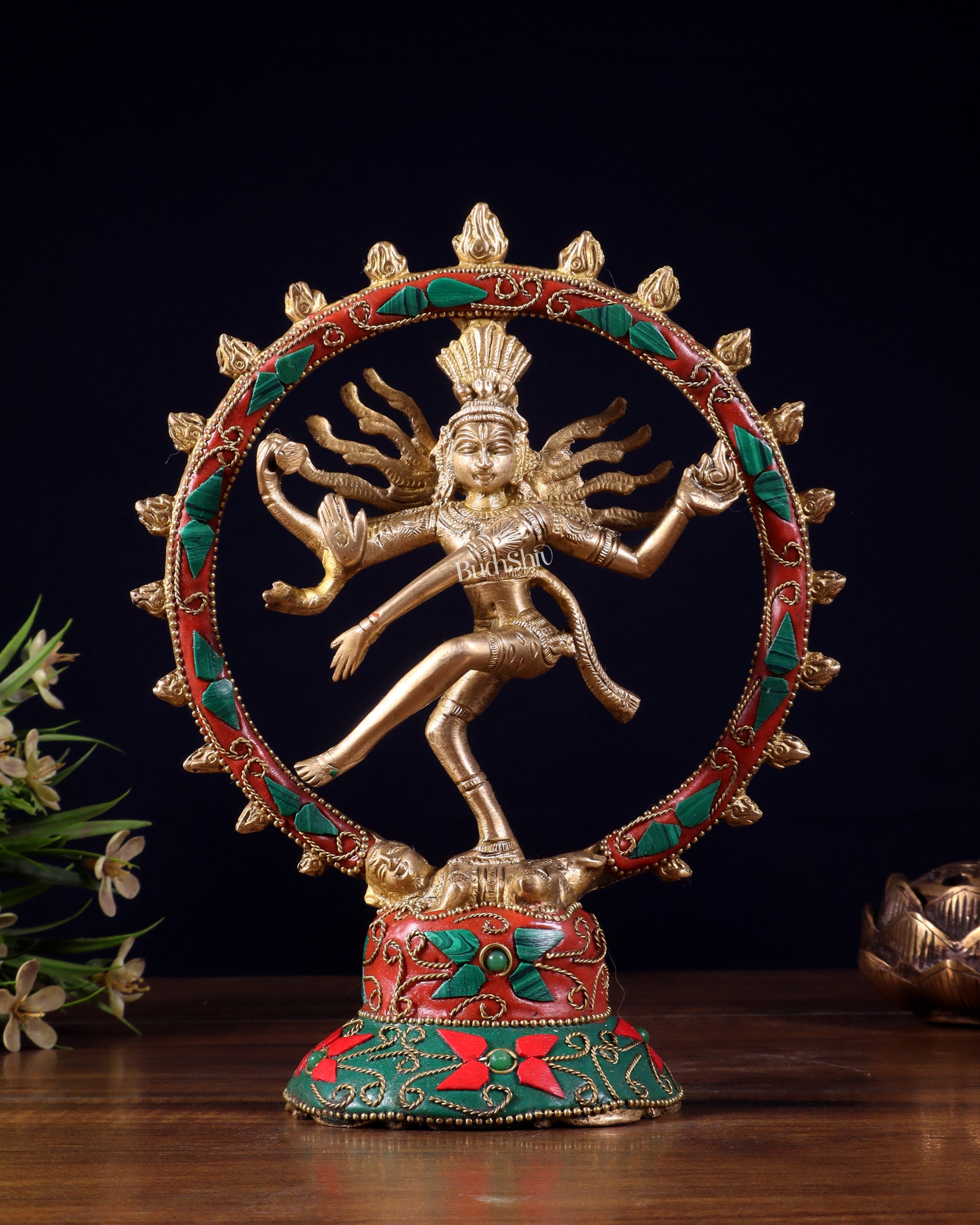 Brass Superfine Nataraja Idol - 7.5 Inch stonework - Sama Homes Idol - Brass Sculpture - Eco-friendly - Sama Homes