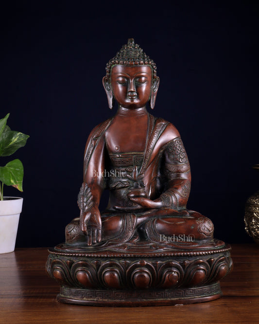 Pure Brass Buddha statue - 12" Height - Sama Homes Idol - Brass Sculpture