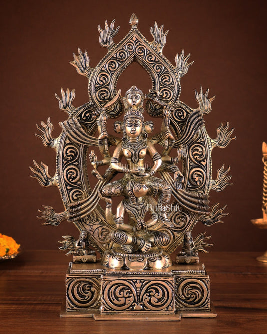 Pure Brass Superfine Goddess Kamakhya Devi Statue 12" - Sama Homes Idol - Brass Sculpture