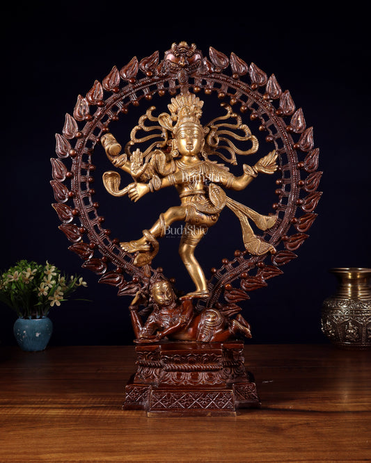 Pure Brass Nataraja Statue - Height 17" - Sama Homes Idol - Brass Sculpture