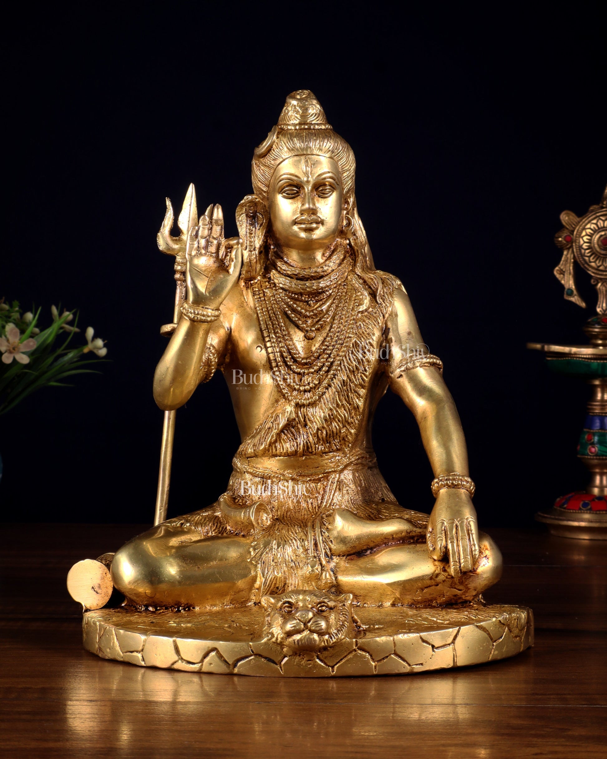 Brass Handcrafted Lord Shiva Statue | 10" abhaya mudra | 100% Certified Copper & Brass - Sama Homes Idol - Brass Sculpture - Eco-friendly - Sama Homes