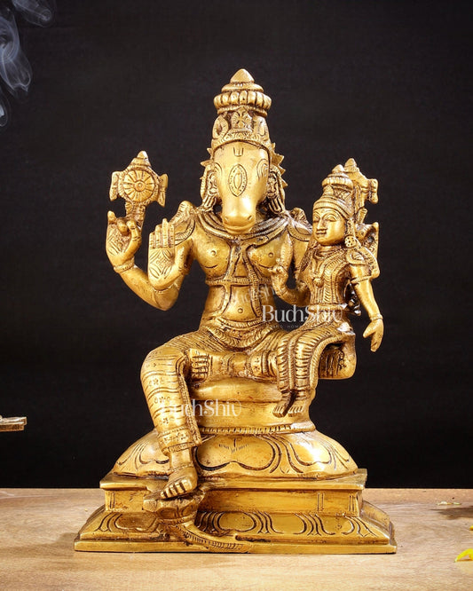Brass Hayagriva Lakshmi idol 9" | 100% Certified Copper & Brass - Sama Homes Idol - Brass Sculpture