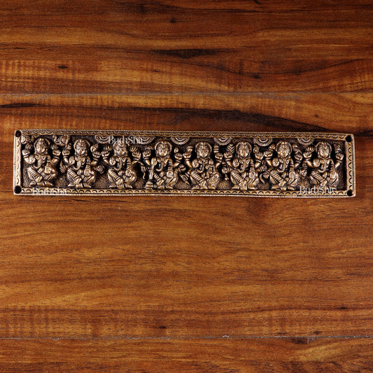 Vintage Brass Ashtalakshmi Wall Panel 10.8 inch wide - Sama Homes Idol - Brass Sculpture