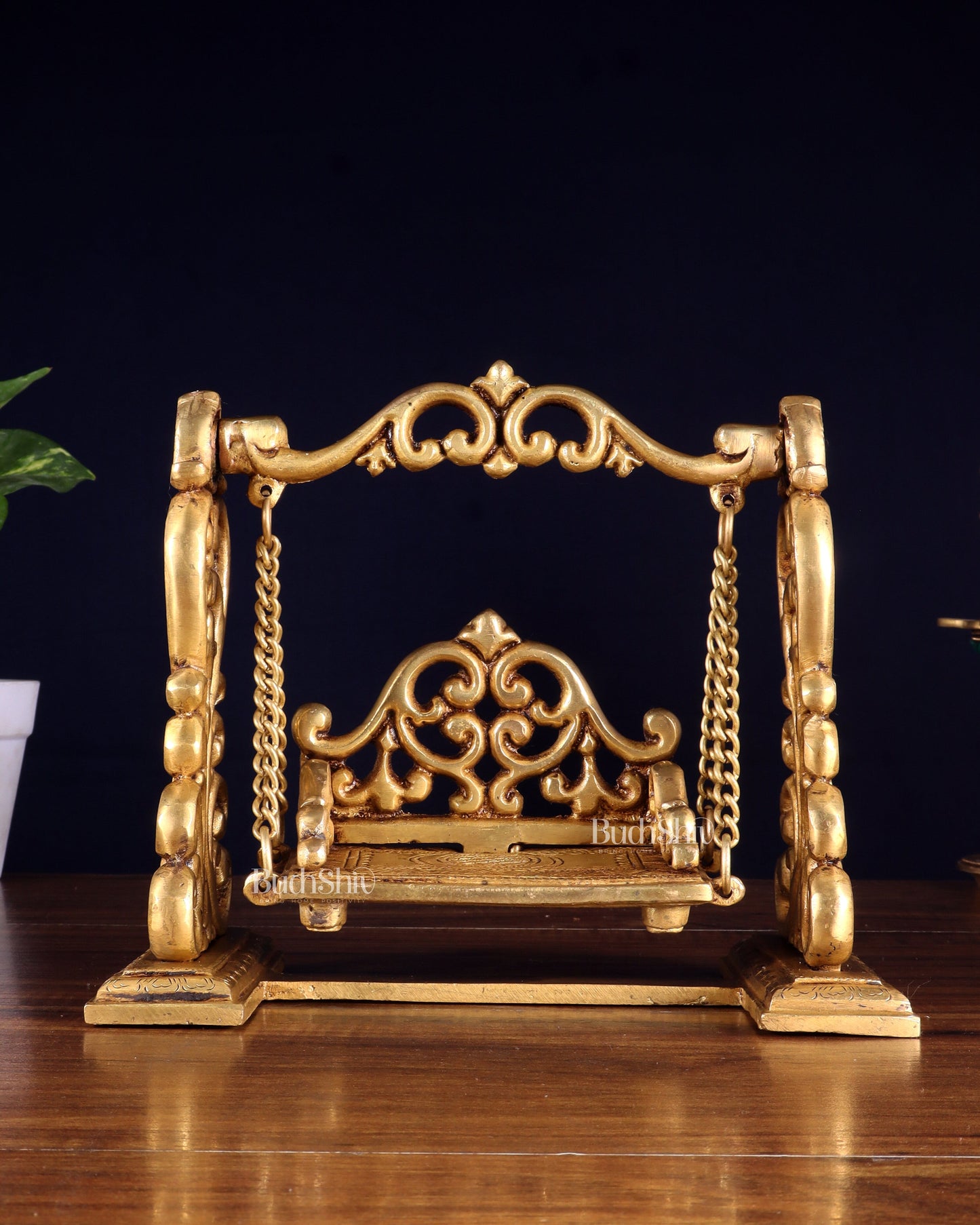 Pure Brass Jhoola Swing for God Idols 7.5 inch - Sama Homes Idol - Brass Sculpture