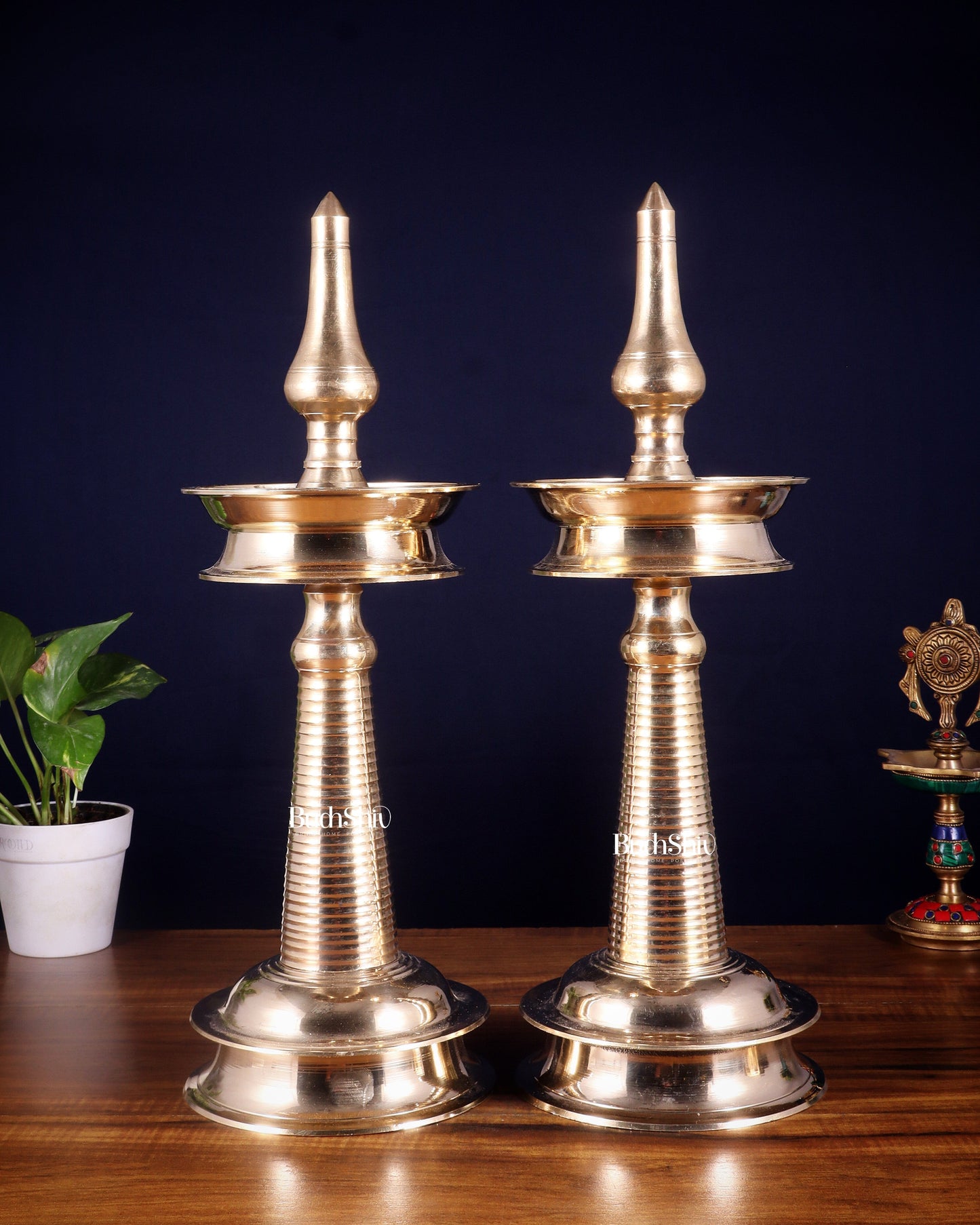 Pure Brass Traditional Kerala Lamp Nilavilakku – Pair ( available in different sizes) – Sama Homes