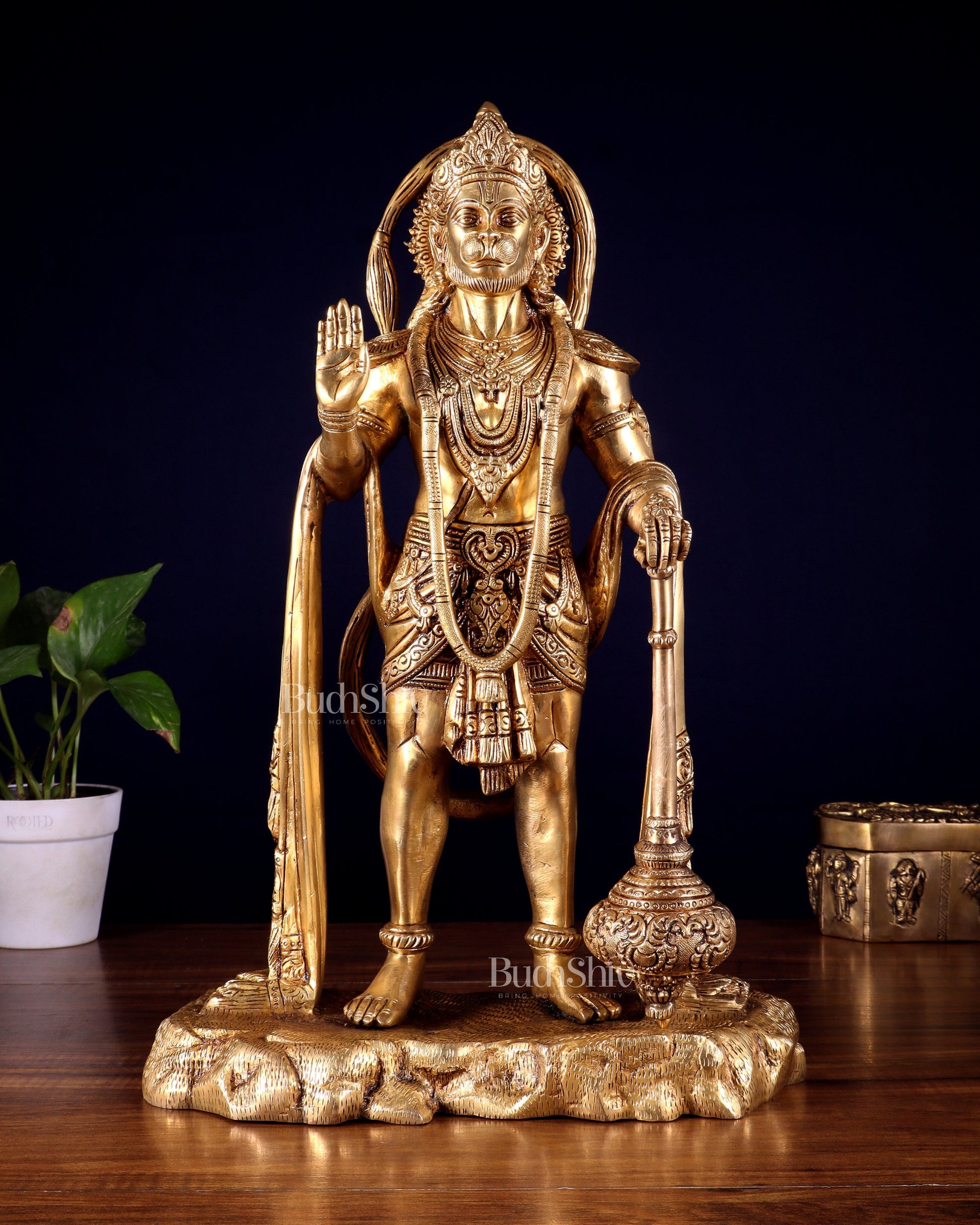 Pure Brass Standing Hanuman Statue - 18 inch - Sama Homes Idol - Brass Sculpture - Eco-friendly - Sama Homes