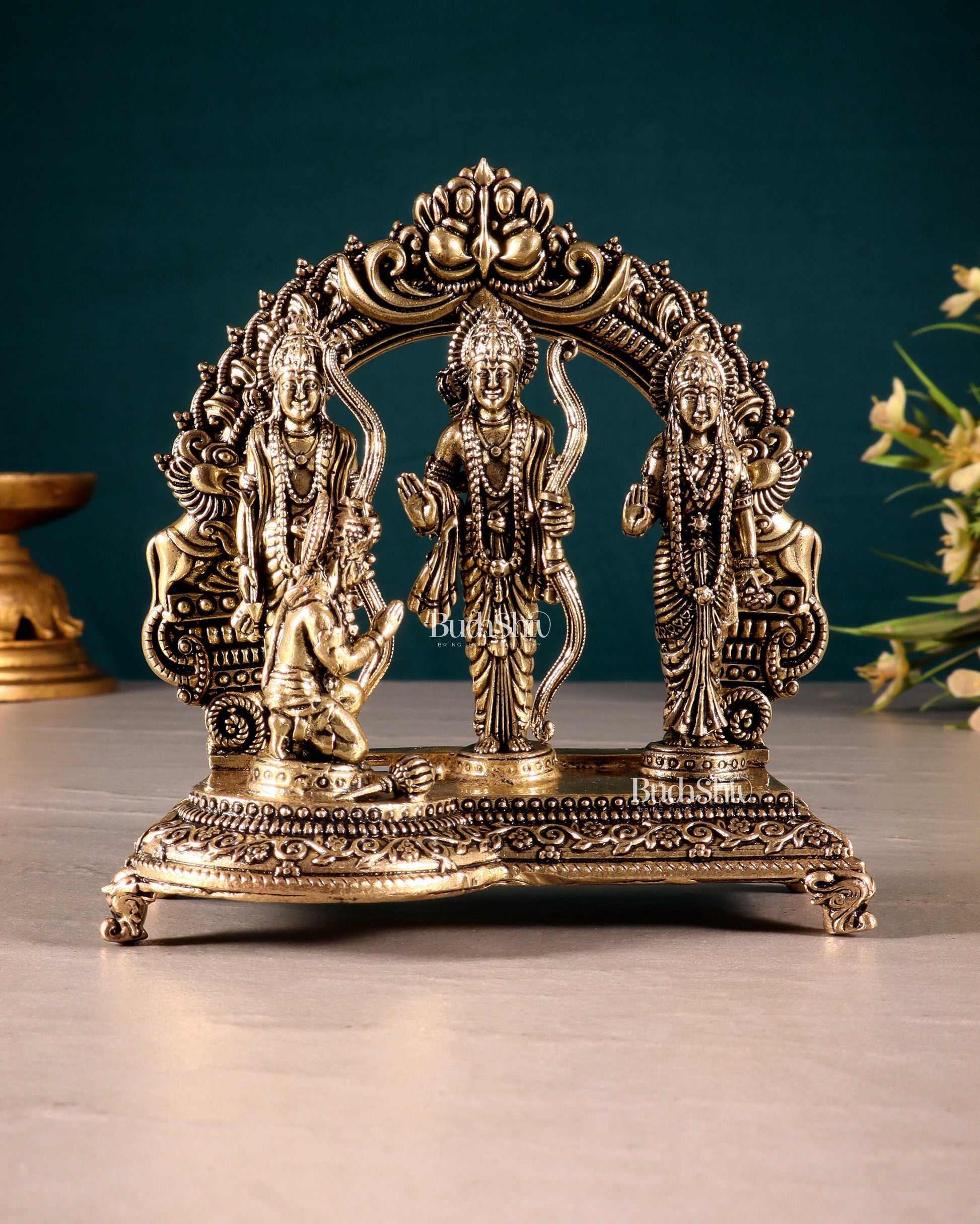 Pure Brass Superfine Ram Darbar Idol Set 4 inch - Sama Homes Idol - Brass Sculpture - Eco-friendly - Sama Homes