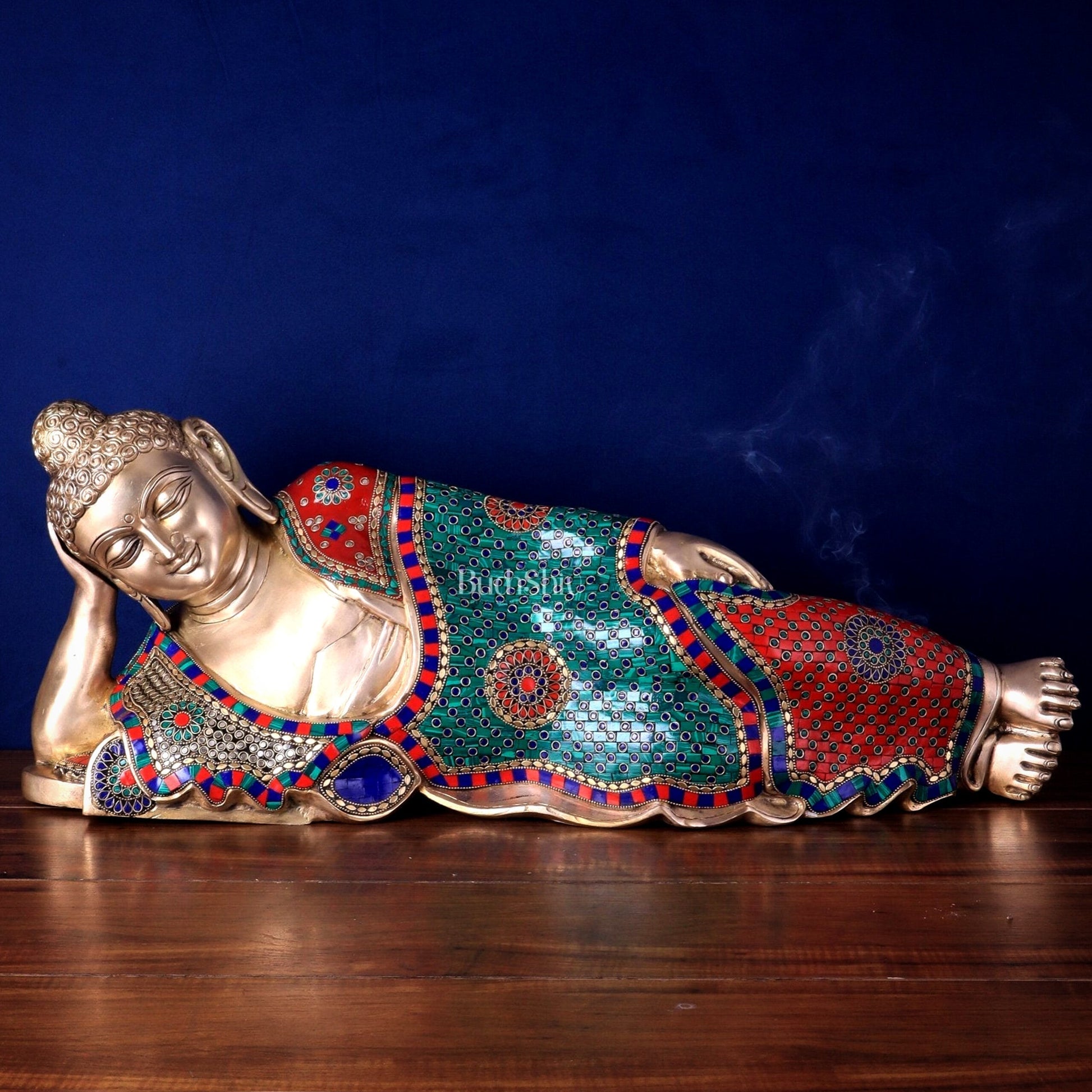 Elegant Brass Resting Buddha Statue  29" - Sama Homes Idol - Brass Sculpture - Eco-friendly - Sama Homes