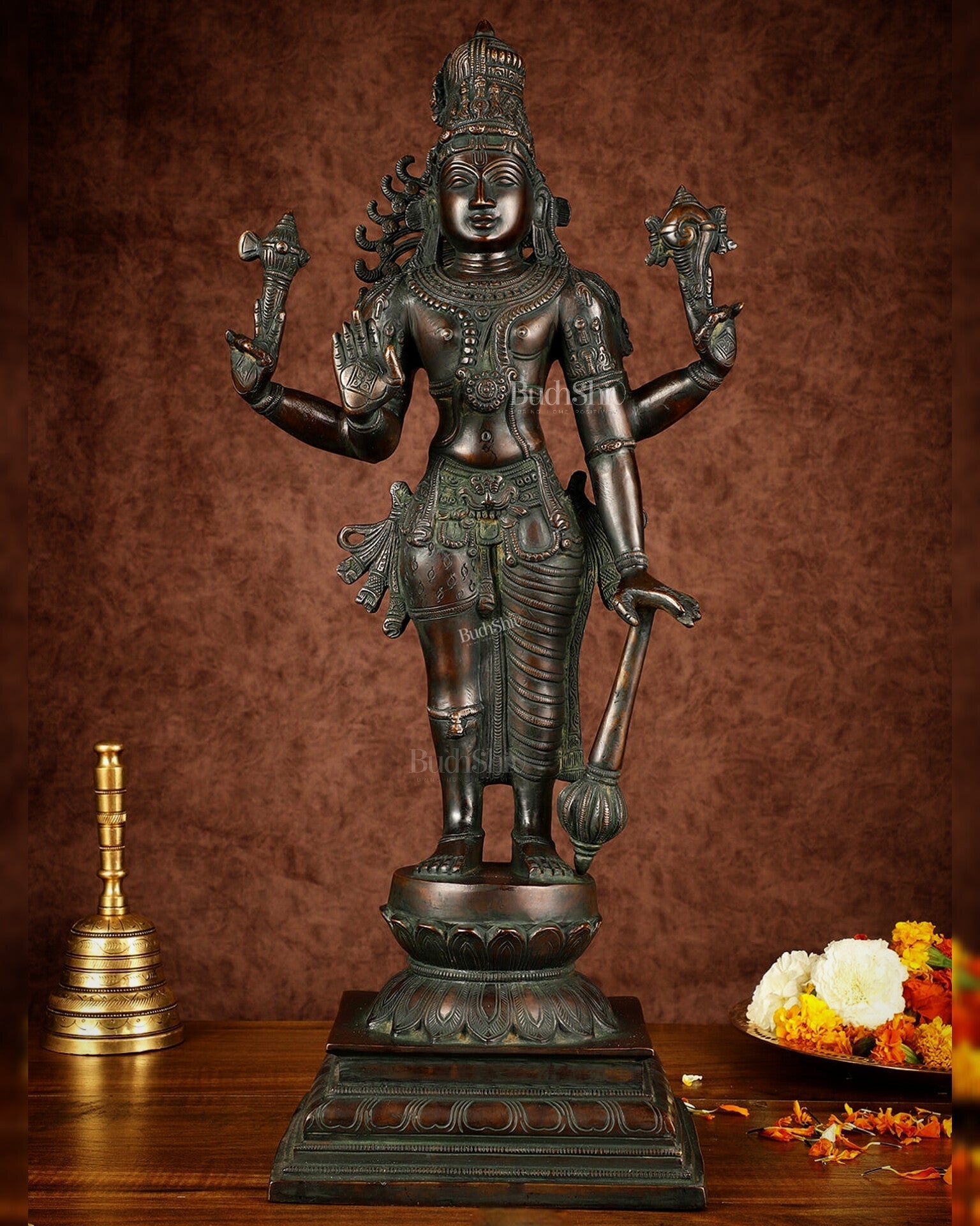 Brass Hari-Hara, Half Vishnu Half Shiva (Shankaranarayana) Statue | 21 inch | 100% Certified Copper & Brass - Sama Homes Idol - Brass Sculpture - Eco-friendly - Sama Homes