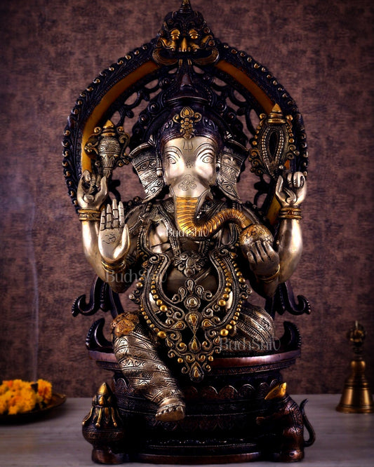 Pure Brass Ganesha large Idol 26 inch - Sama Homes Idol - Brass Sculpture