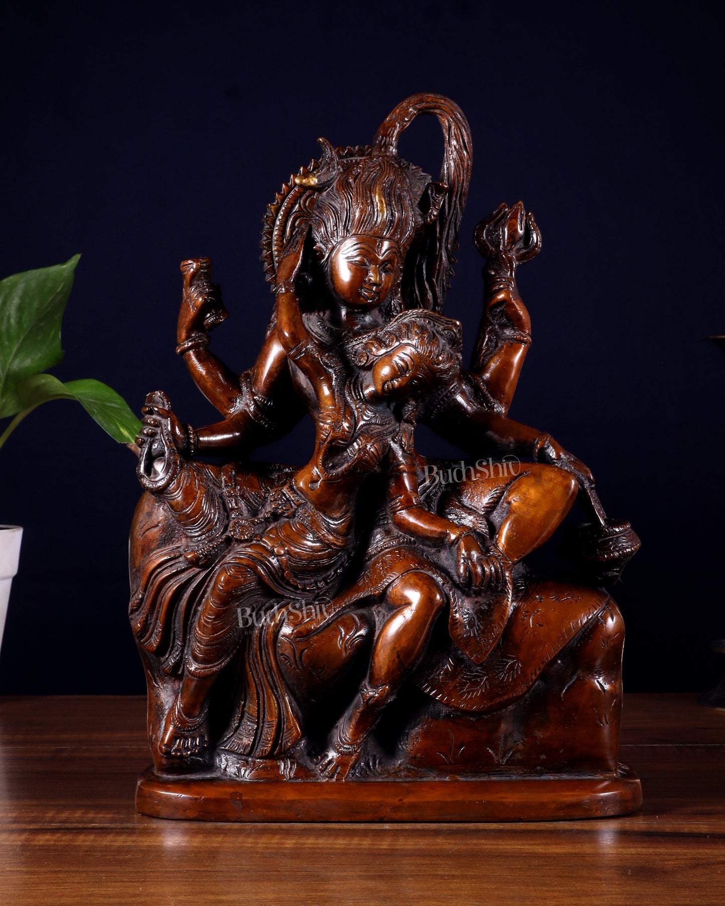 Pure Superfine Brass Shiva and Parvati Ananda Murti - 11" - Sama Homes Idol - Brass Sculpture