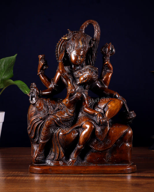 Pure Superfine Brass Shiva and Parvati Ananda Murti - 11" - Sama Homes Idol - Brass Sculpture
