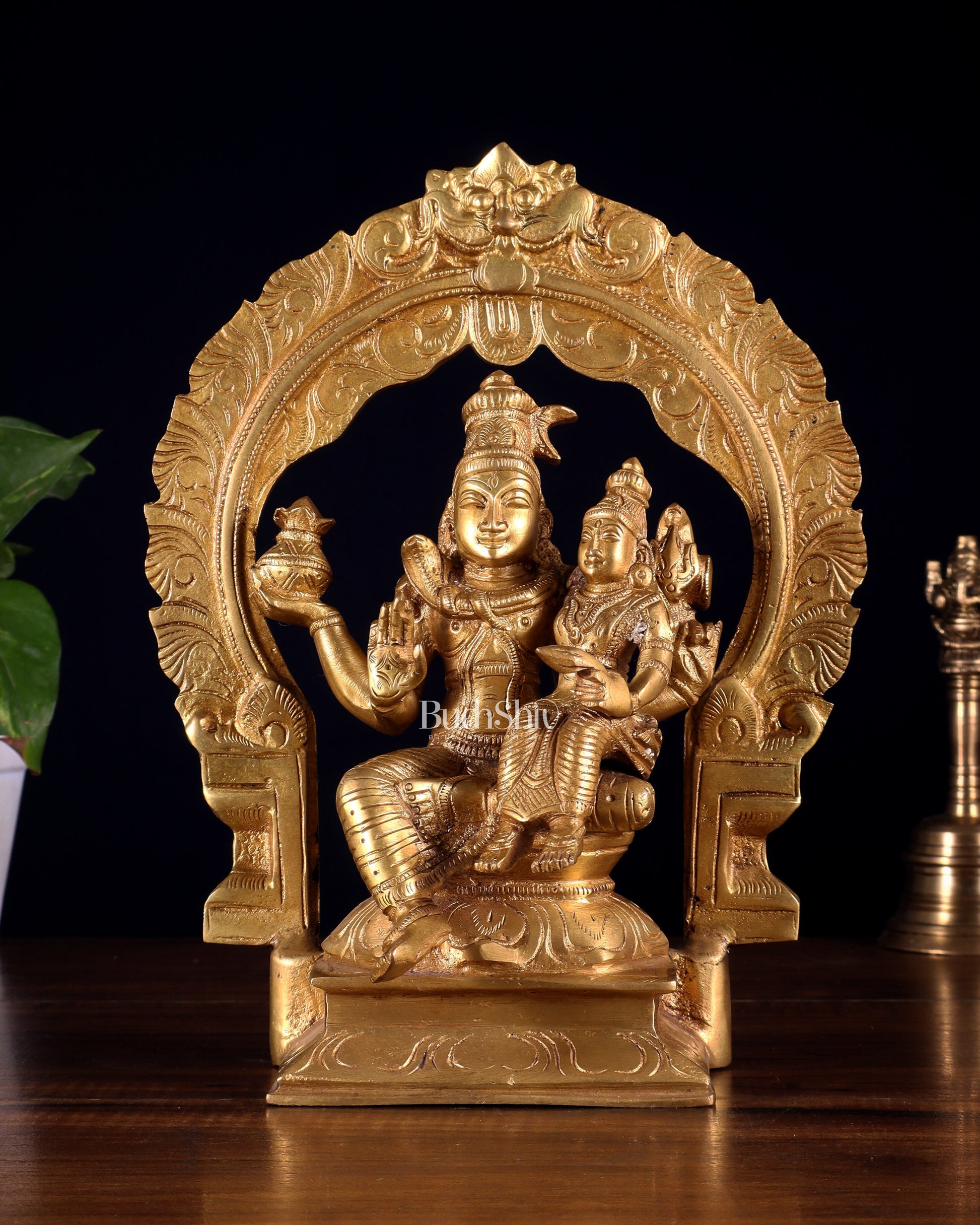 Brass Swarnakarshana Bhairava Shiva Parvati Idol 10 inch - Sama Homes Idol - Brass Sculpture - Eco-friendly - Sama Homes
