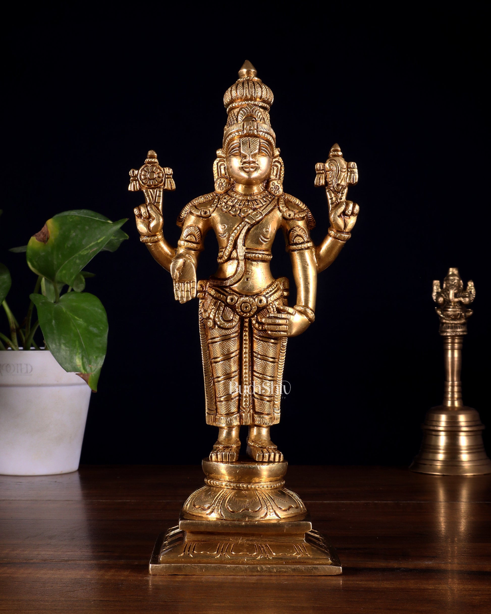 Pure Brass Tirupati Balaji Statue – 9.5 Inch - Sama Homes Idol - Brass Sculpture - Eco-friendly - Sama Homes