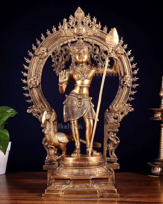 Pure Brass Murugan swamy Kartikeya Idol 16.5 inch