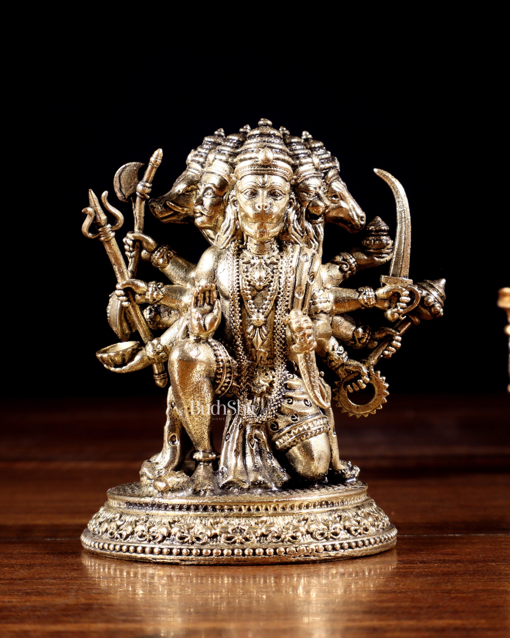 Pure Brass Superfine Panchmukhi Hanuman Idol - 3 inch - Sama Homes Idol - Brass Sculpture - Eco-friendly - Sama Homes