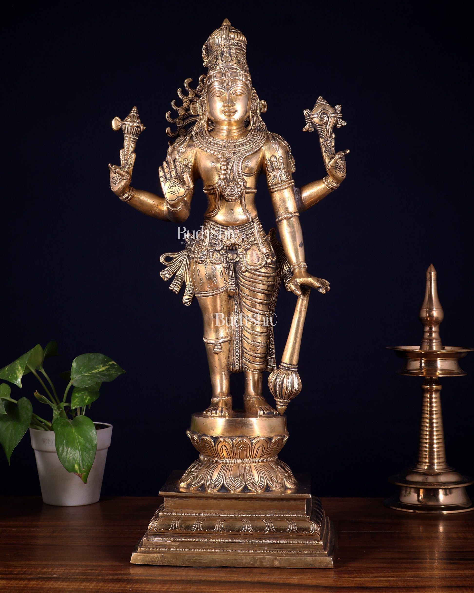 Brass Hari-Hara, Half Vishnu Half Shiva (Shankaranarayana) Statue | 21 inch | 100% Certified Copper & Brass - Sama Homes Idol - Brass Sculpture - Eco-friendly - Sama Homes