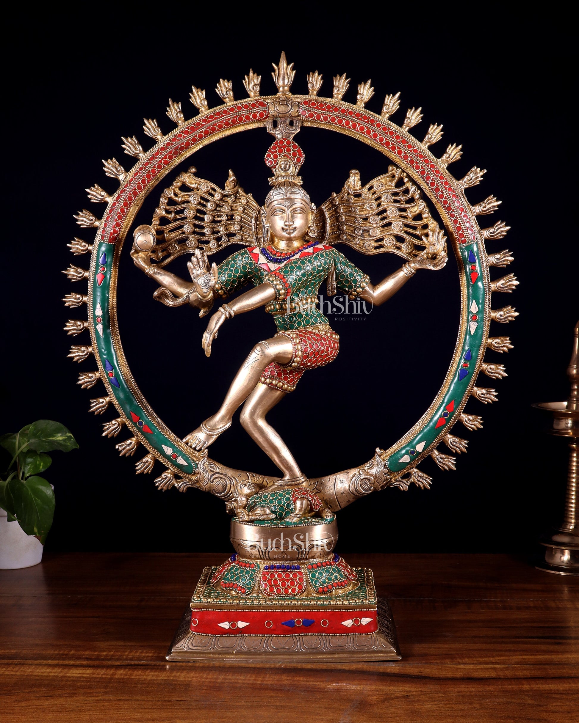 Exquisite Brass Nataraja Statue with Brass Ring - Handcrafted Masterpiece 21" - Sama Homes Idol - Brass Sculpture - Eco-friendly - Sama Homes