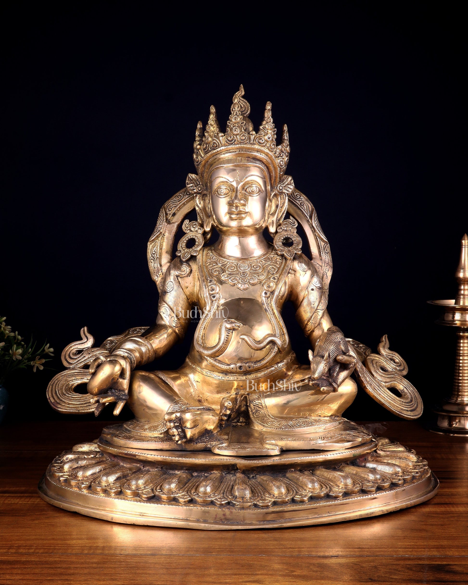 Large Brass Kubera Statue god of wealth - Sama Homes Idol - Brass Sculpture - Eco-friendly - Sama Homes