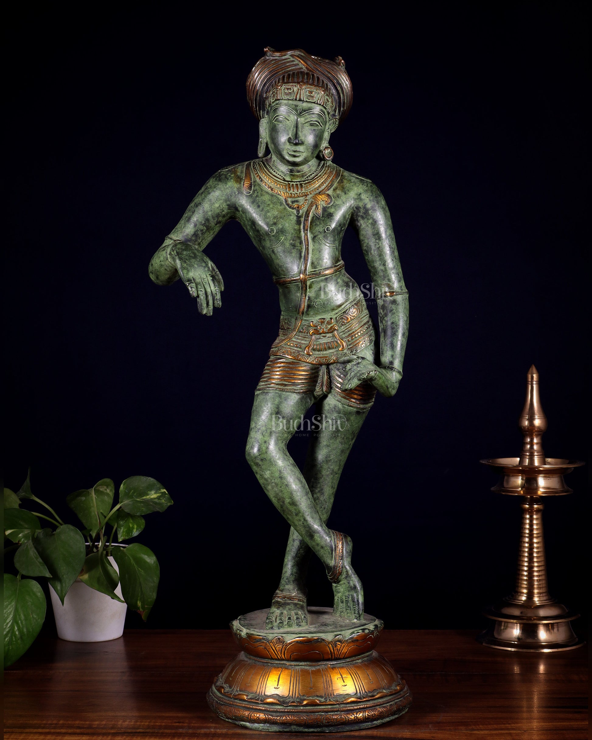 Pure Brass Shiva as Vrishabhavahana Statue 22.5" Green patina tone - Sama Homes Idol - Brass Sculpture - Eco-friendly - Sama Homes