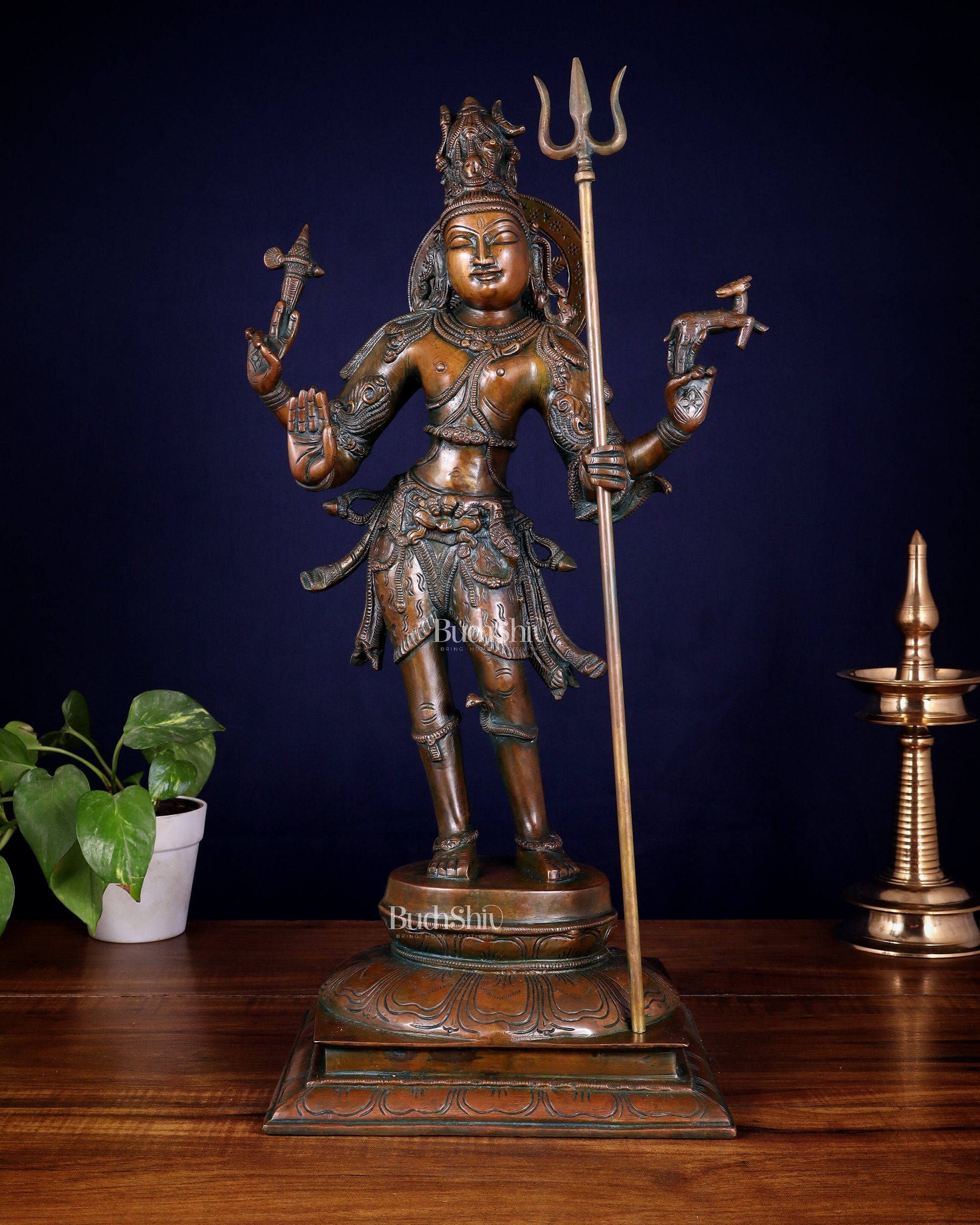 Standing Shiva brass statue 21 inch - Sama Homes Idol - Brass Sculpture - Eco-friendly - Sama Homes