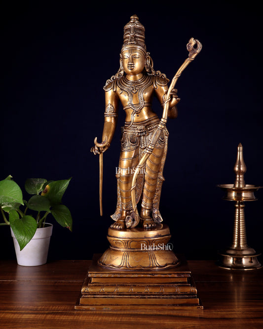 Brass Lord Shri Ram Statue – 21 Inches Tall | 100% Certified Copper & Brass - Sama Homes Idol - Brass Sculpture