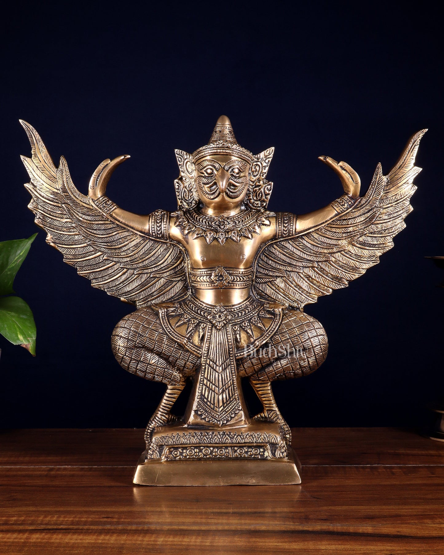 Majestic Pure Brass thai Garuda with Open Wings – 14" | Sacred Home Centerpiece - Sama Homes Idol - Brass Sculpture