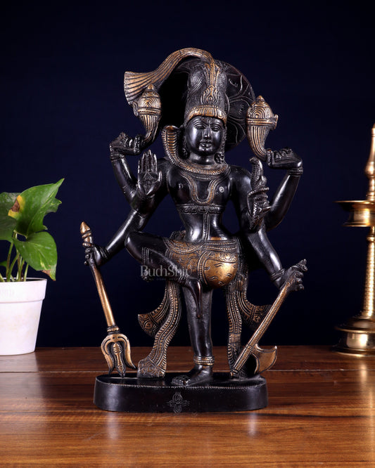 Pure Brass Handcrafted veer bhadra swamy Lord Shiva with 6 Arms - 13 inch - Sama Homes Idol - Brass Sculpture