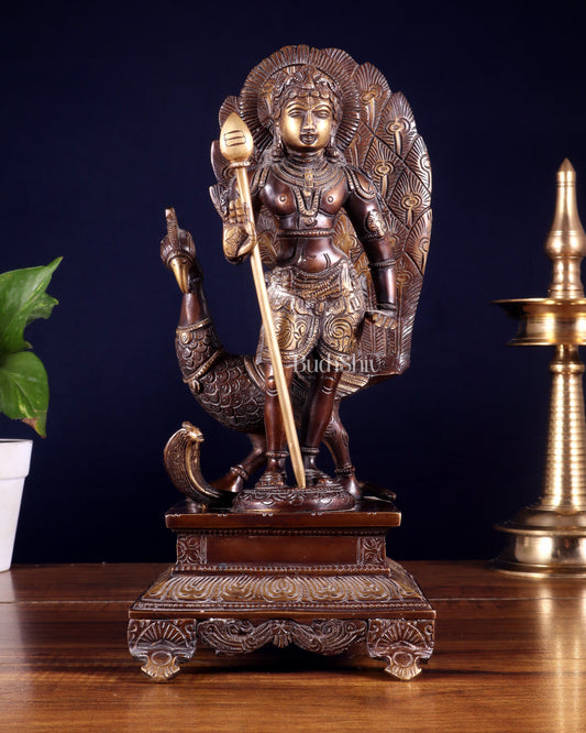 Handcrafted Lord Murgan Brass Idol - 12" Chola Finish - Sama Homes Idol - Brass Sculpture
