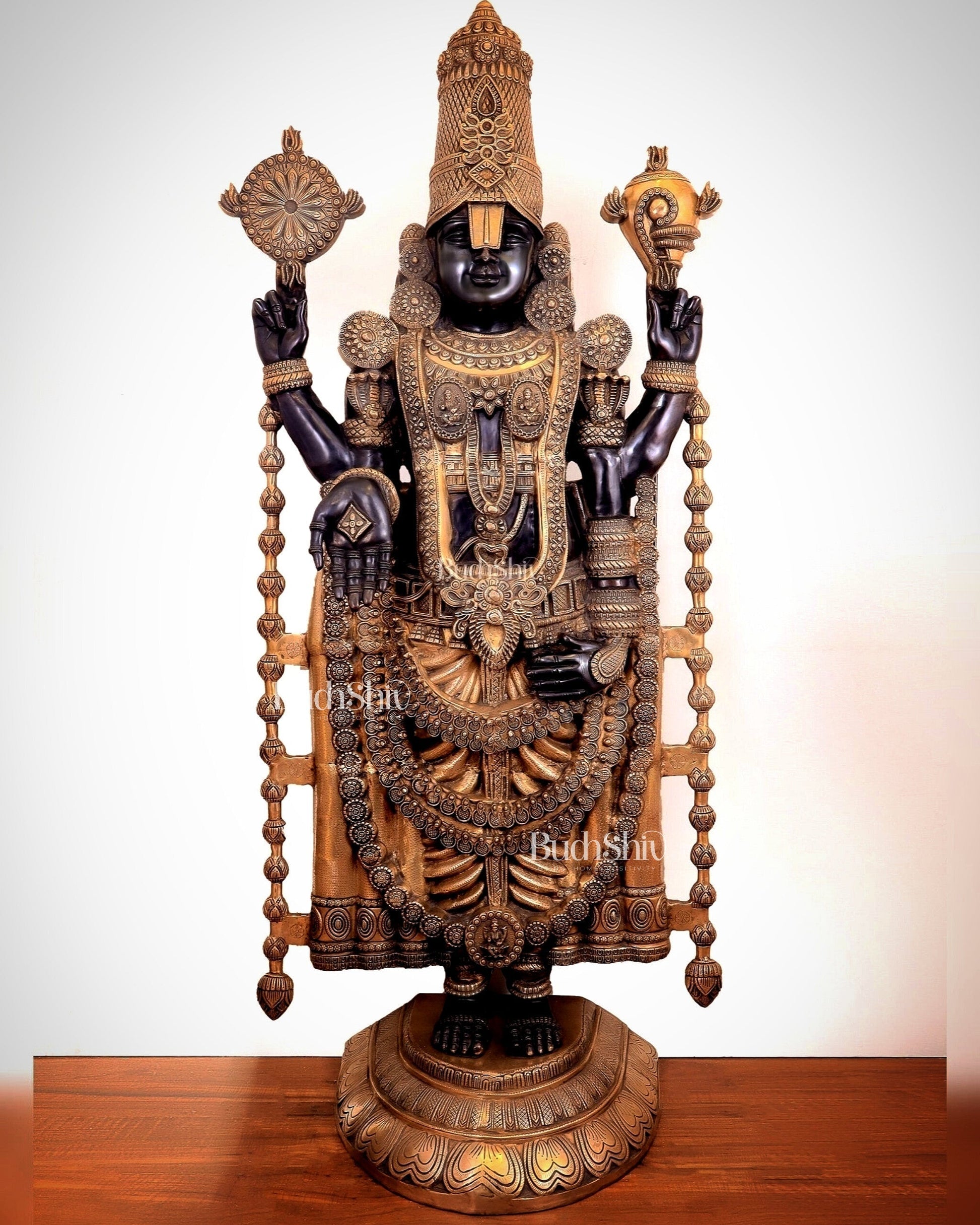 Brass Tirupati Balaji Lord Venkateshwara Swamy 6 Feet Statue - Sama Homes Idol - Brass Sculpture - Eco-friendly - Sama Homes