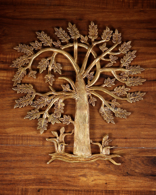 Pure Brass Kalpavriksha Tree Wall Hanging – 35 cm (14 inch - Sama Homes Idol - Brass Sculpture