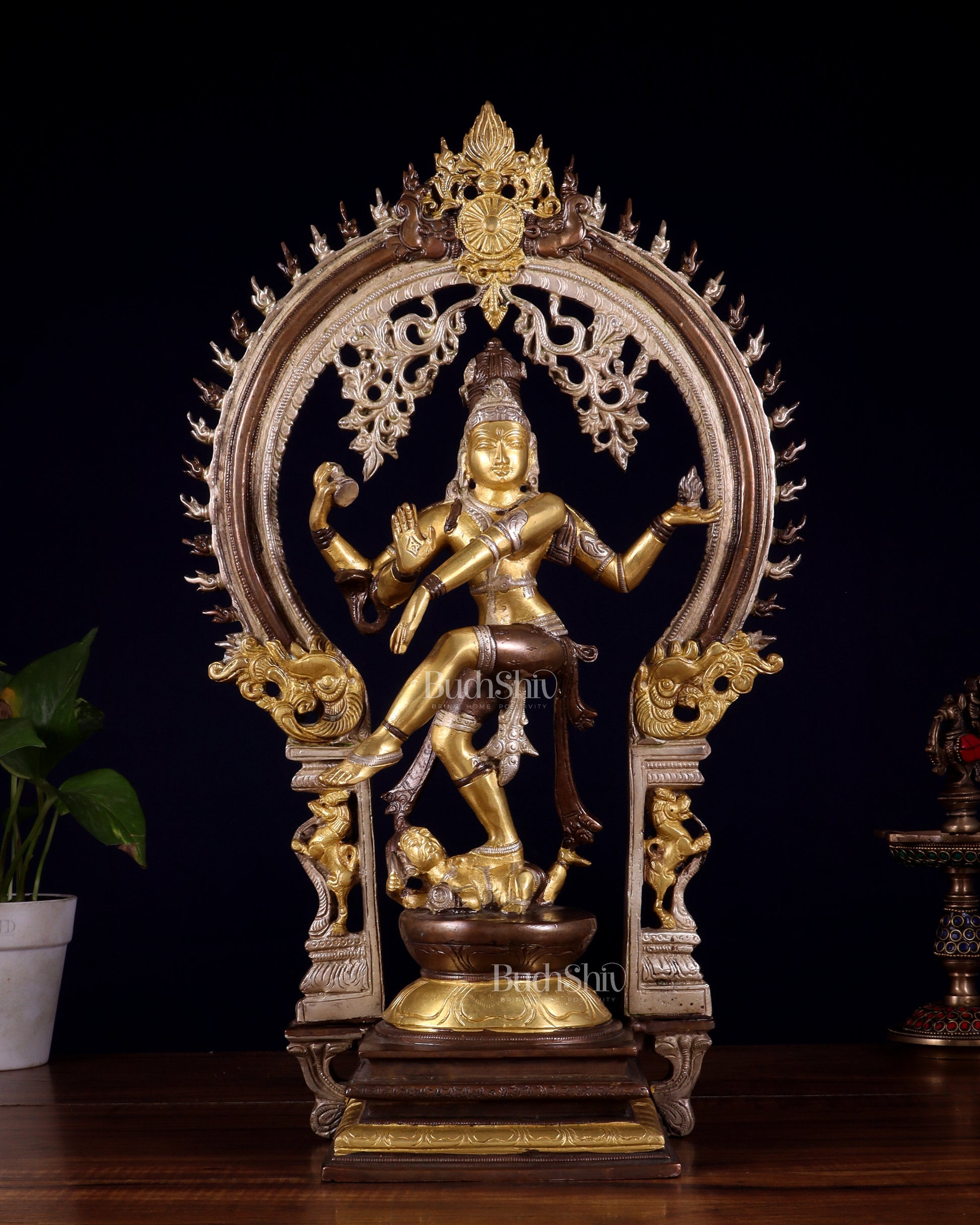 Brass Nataraja statue triple tone  - 18" Height | 100% Certified Copper & Brass - Sama Homes Idol - Brass Sculpture - Eco-friendly - Sama Homes
