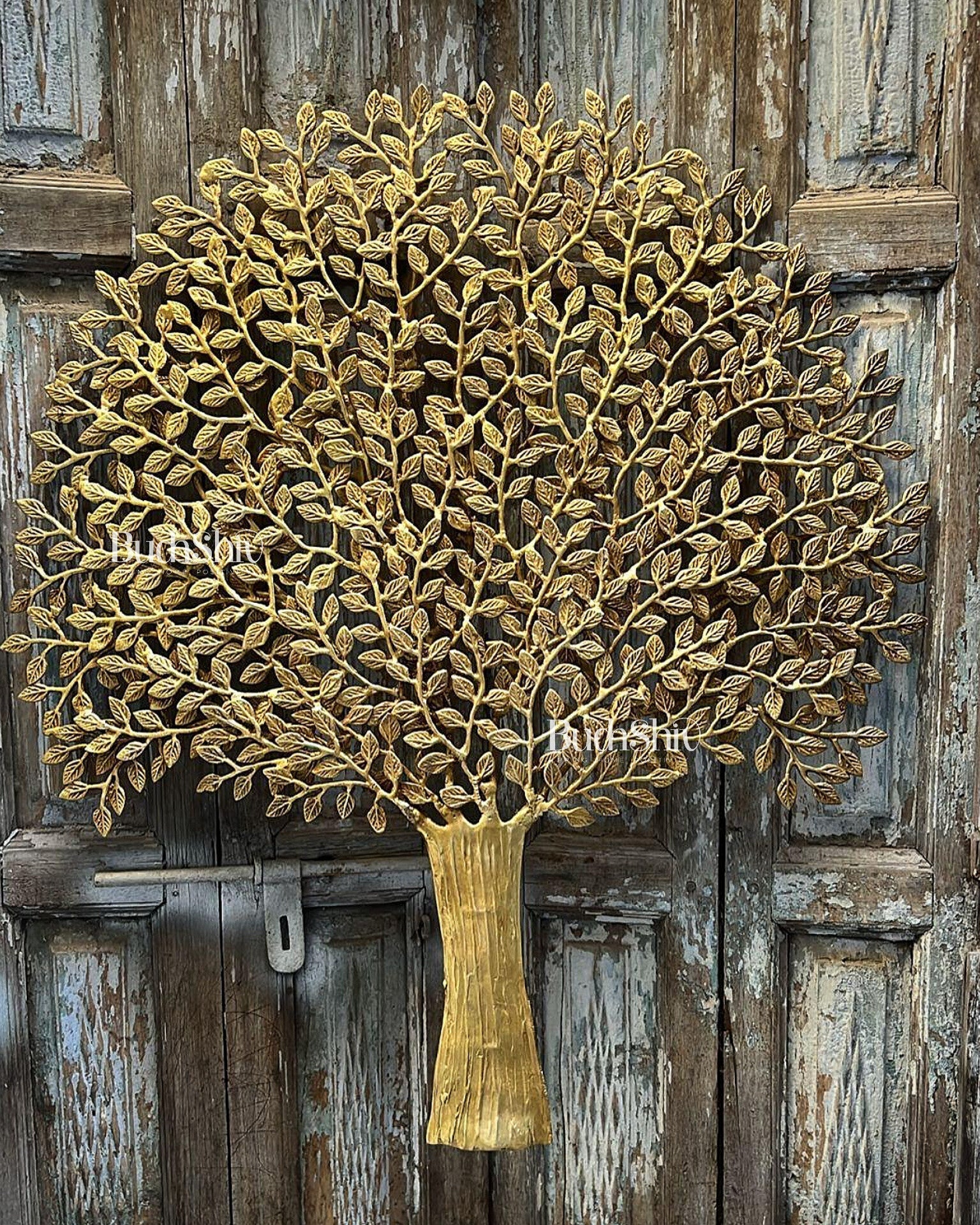 Brass Handcrafted Kalpavriksha Tree Wall Hanging - Superfine Brass 33" | 100% Certified Copper & Brass - Sama Homes Idol - Brass Sculpture - Eco-friendly - Sama Homes