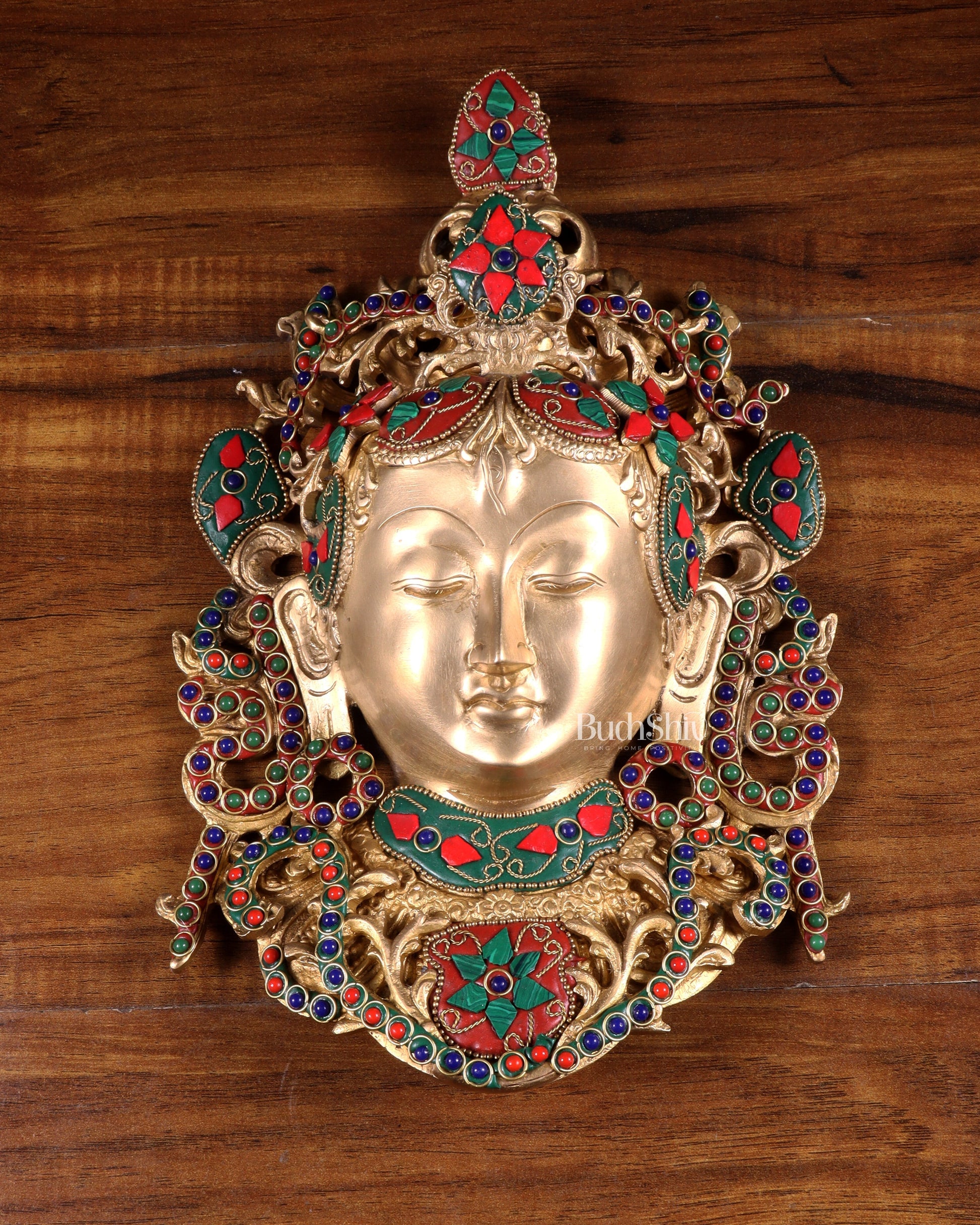 Pure Brass Tara Devi Wall Hanging in Nepalese stonework 10.5" - Sama Homes Idol - Brass Sculpture - Eco-friendly - Sama Homes