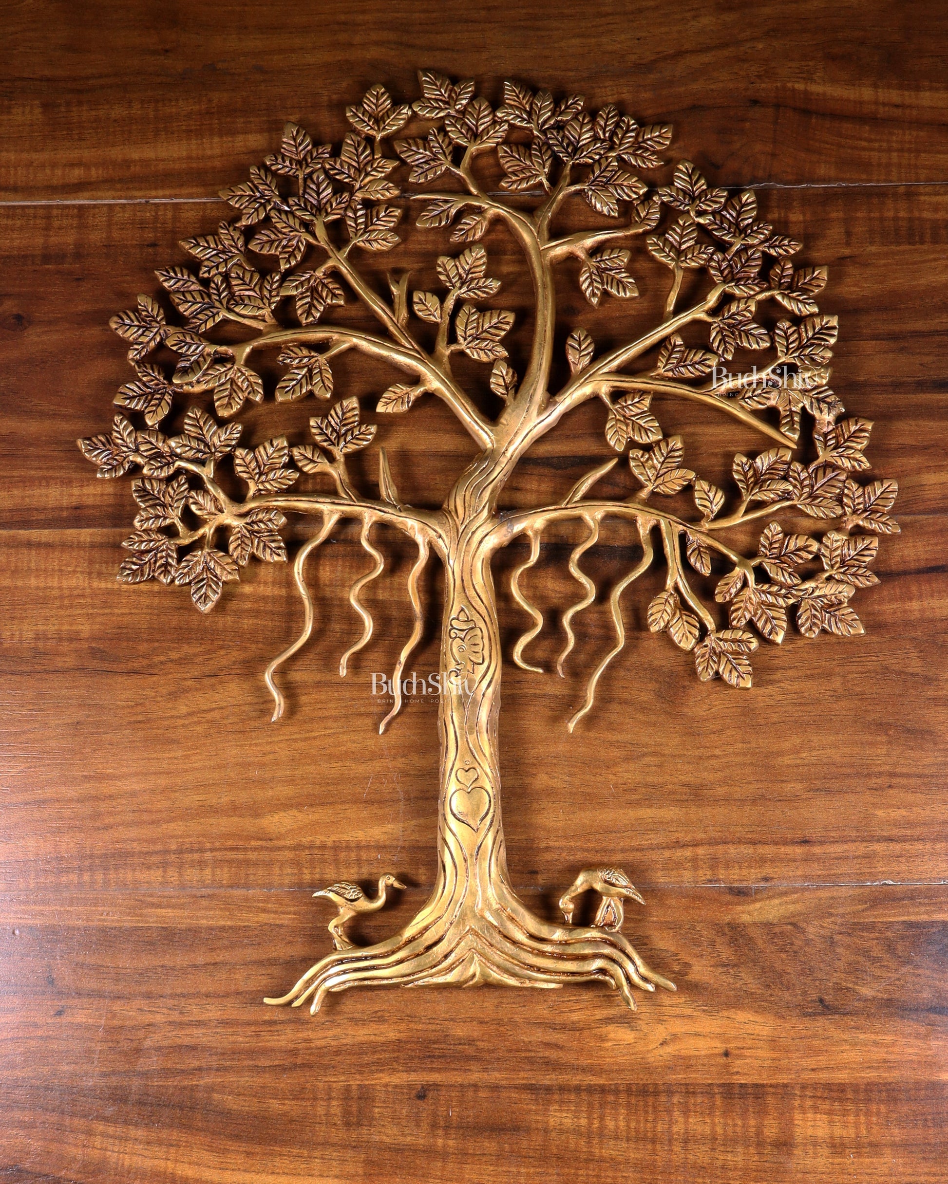 Pure Brass Kalpavriksha Tree Wall Hanging – 21 Inch - Eco-friendly - Sama Homes