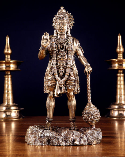 Brass Superfine Standing Bahubali Hanuman Statue 12 inch - Sama Homes Idol - Brass Sculpture
