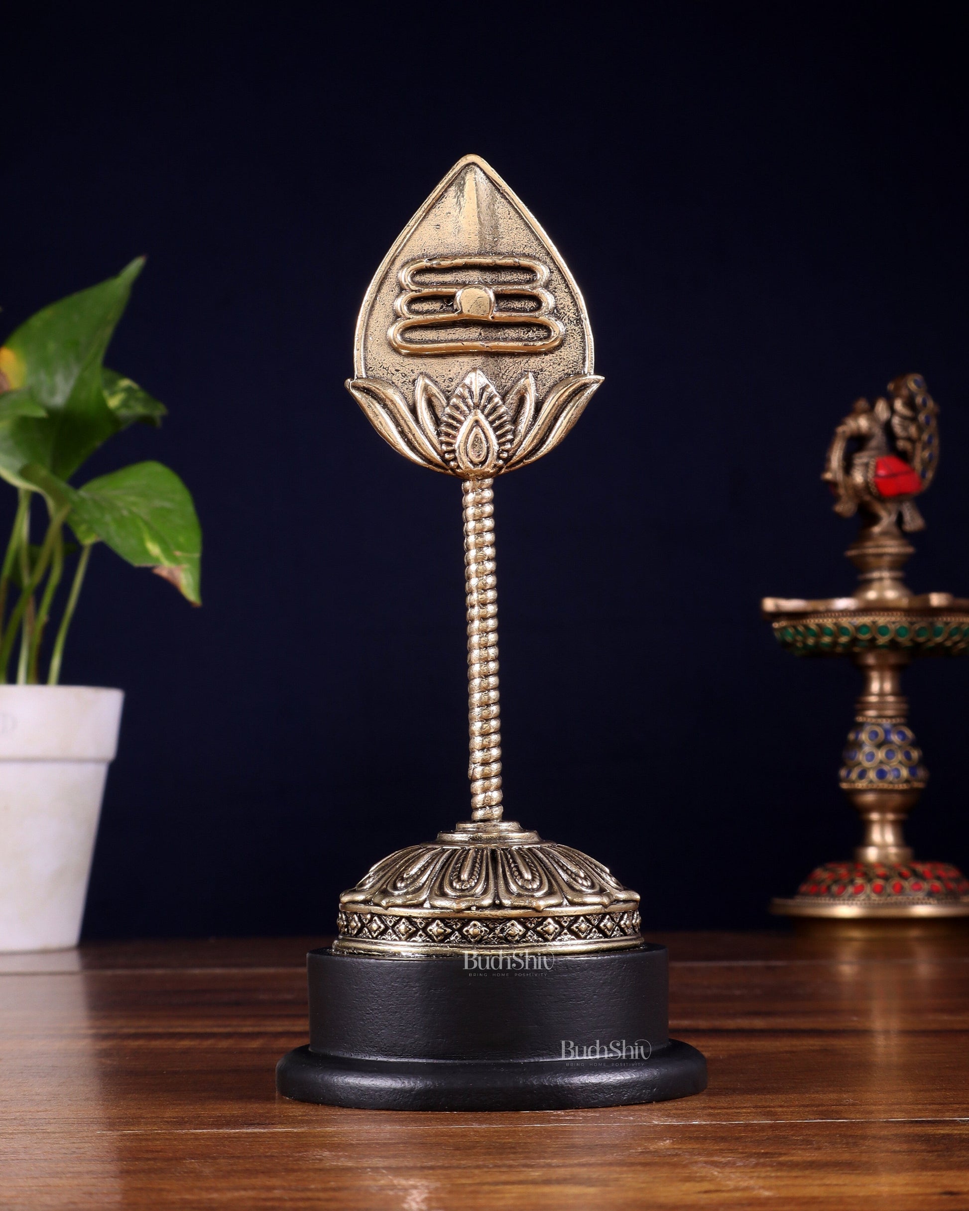 Brass Superfine Murugan Vel with Sturdy MDF Base – 7 Inch - Sama Homes Idol - Brass Sculpture - Eco-friendly - Sama Homes