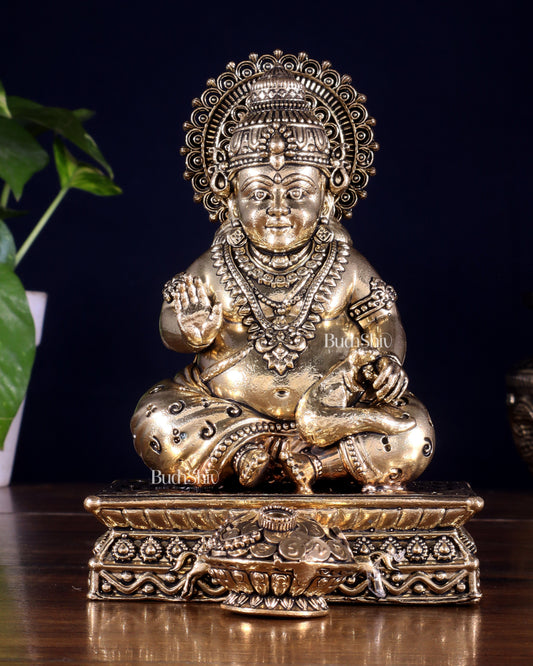 Brass Superfine Lord Kubera Idol – Intricately Crafted (6 Inch) - Sama Homes Idol - Brass Sculpture