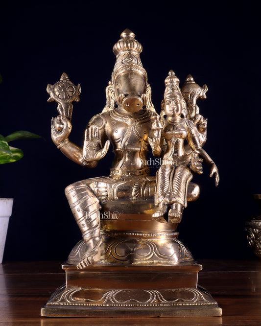 Pure Brass Varaha Lakshmi Statue 9.5" - Sama Homes Idol - Brass Sculpture