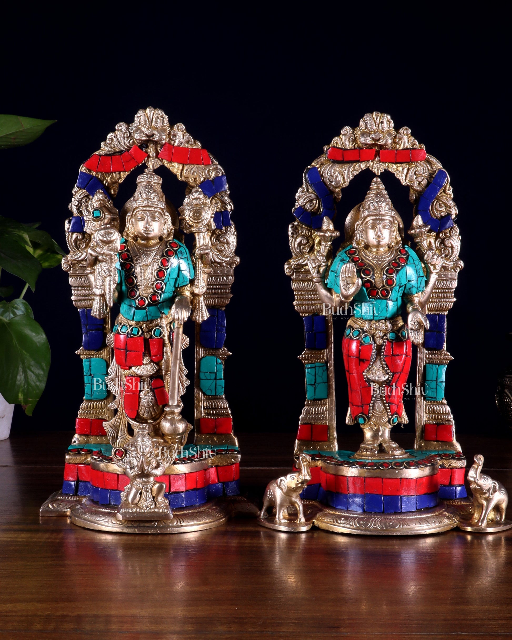 Vishnu Lakshmi Brass idols 9 inch - Sama Homes Idol - Brass Sculpture - Eco-friendly - Sama Homes
