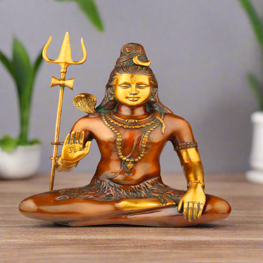Indian Antique Hindu God Blessing Lord Shiva Shankar Statue Décor Idol 20"