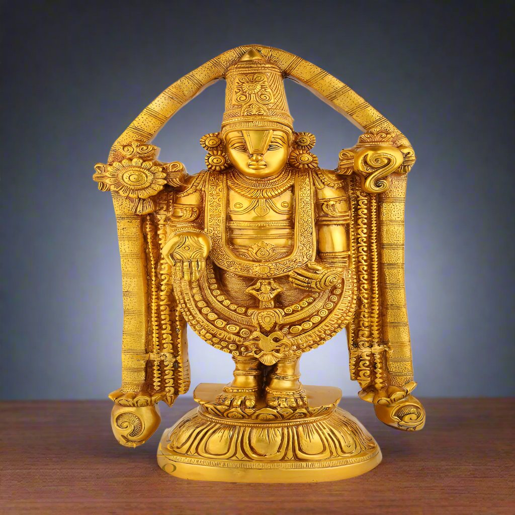 Indian Brass Tirupathi Balaji Large Religious Home Décor Idol Statue 2 Feet - Eco-friendly - Sama Homes