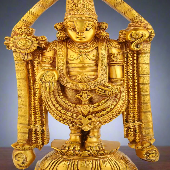 Indian Brass Tirupathi Balaji Large Religious Home Décor Idol Statue 2 Feet - Image 2
