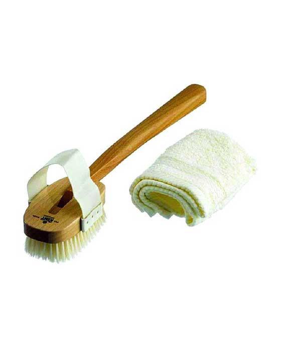 K-FD3 Kent Aqua Bath Brush, Detachable Head With Strap, White Bristle, Beechwood