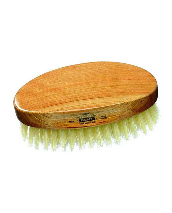 K-MC4 Kent Military Brush, Oval, Cherrywood, Travel Size, Pure White Bristle Hairbrush - Eco-friendly - Sama Homes