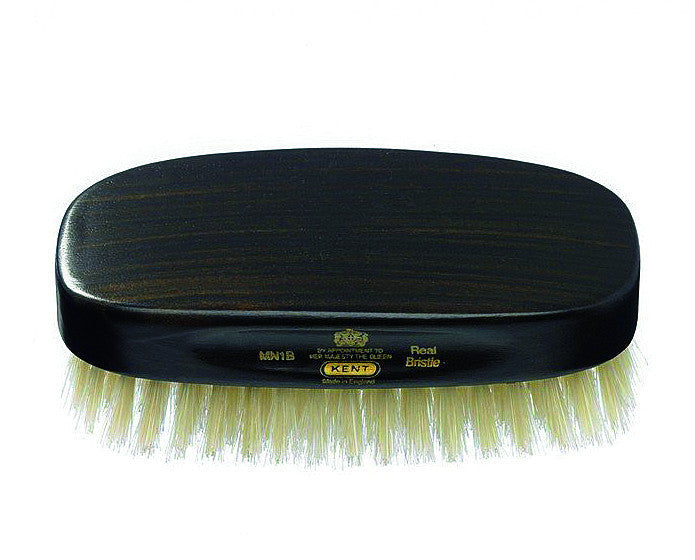 K-MN1B Kent Military Brush, Rectangular, White Bristles, Ebonywood