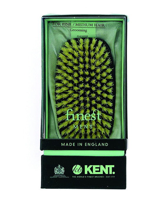 K-MN1B Kent Military Brush, Rectangular, White Bristles, Ebonywood