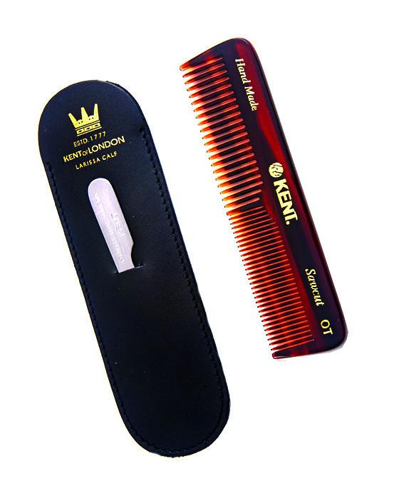 K-NU19 K-NU19 Kent Comb, Coarse/Fine Tooth With Leather Case & Metal File (110mm/4.3in) - Eco-friendly - Sama Homes