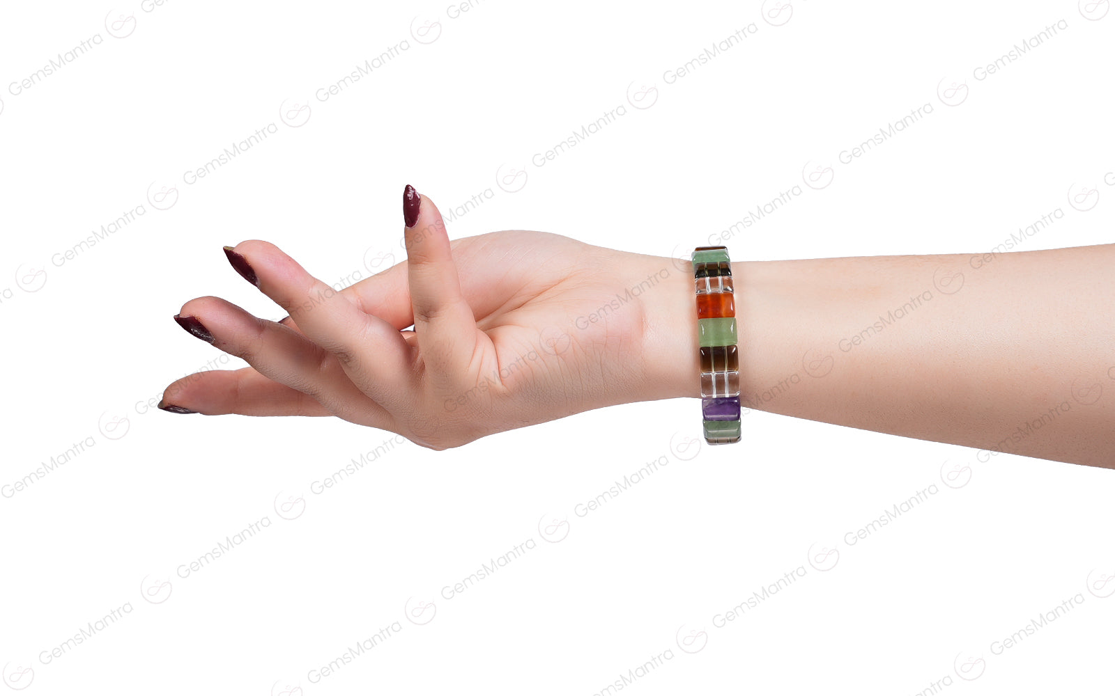 Multi Stone Flat Beads Bracelet - Image 2
