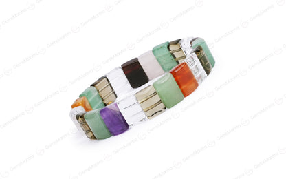 Multi Stone Flat Beads Bracelet by SAMAHealing - Sustainable Living (View 3)